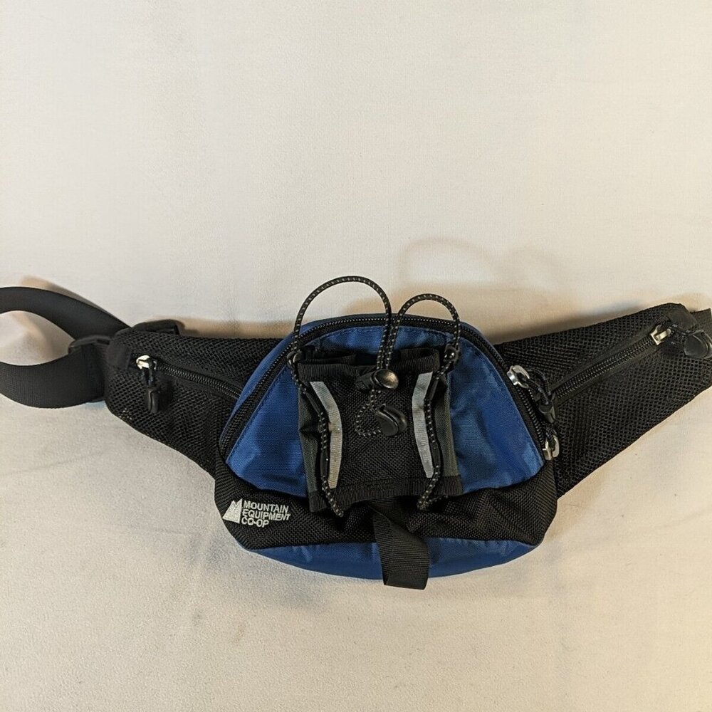 MEC Mountain Equipment Co-op Fanny Waist Belt Bag Black Blue Running Hiking